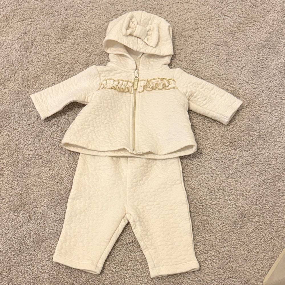 Little Me Cream and Gold Baby Matching Set